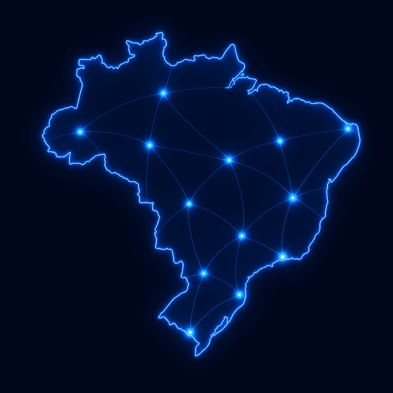 Mapa do Brasil com pontos de atendimento